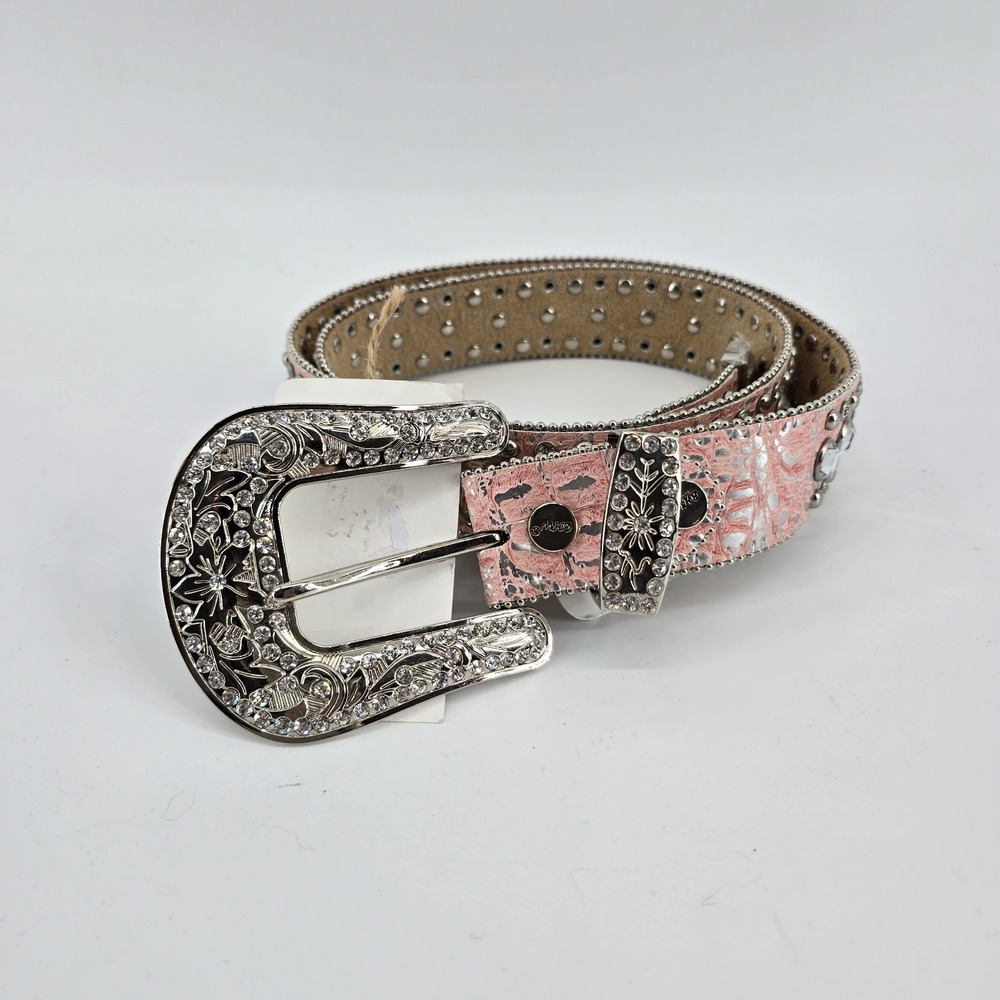 BHW  Wide Bling‎ Rhinestone Studded Belt Western Leather Cowgirl 430 Size L New